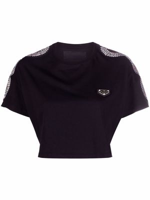Philipp Plein crystal-studded crop T-shirt - Black