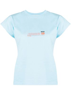 MSGM logo-print cotton T-shirt - Blue