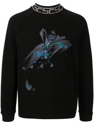 SHIATZY CHEN embroidered mock-neck sweatshirt - Black
