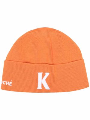Koché embroidered-logo knitted beanie - Orange