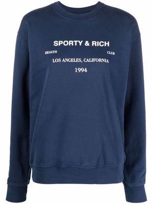 Sporty & Rich logo-print cotton sweatshirt - Blue