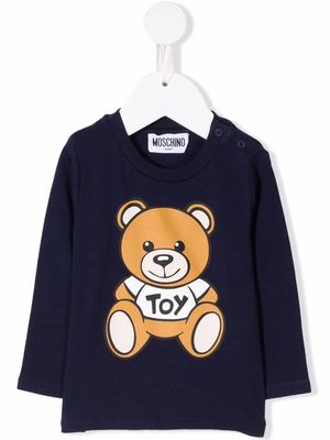Moschino Kids Teddy Bear-print cotton sweatshirt - Blue