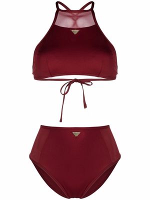 Emporio Armani logo-plaque high-waist bikini - Red
