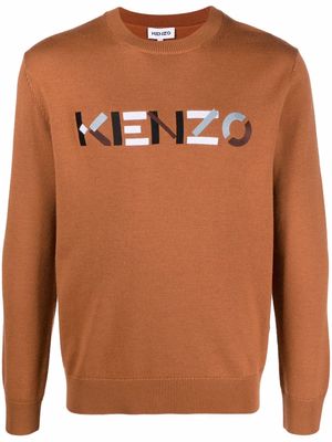 Kenzo logo-embroidered knitted jumper - Brown
