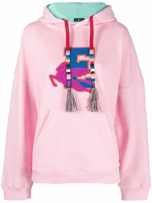 ETRO colour-block embroidered logo hoodie - Pink