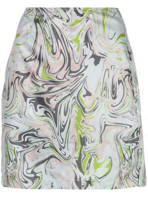 Maisie Wilen Call Me marble print mini skirt - Green