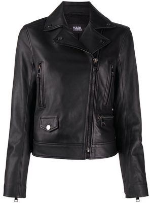 Karl Lagerfeld Ikonik Karl leather biker jacket - Black