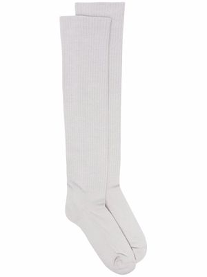 Rick Owens intarsia-knit logo knee-length socks - Grey