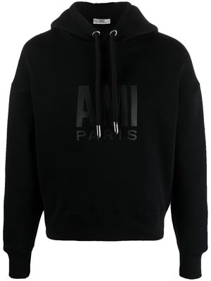 AMI Paris plastisol logo hoodie - Black