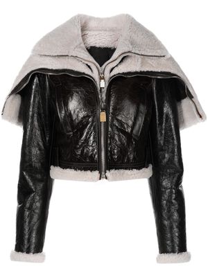 Givenchy cropped layered shearling coat - Brown