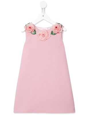 Dolce & Gabbana Kids rose corsage dress - Pink