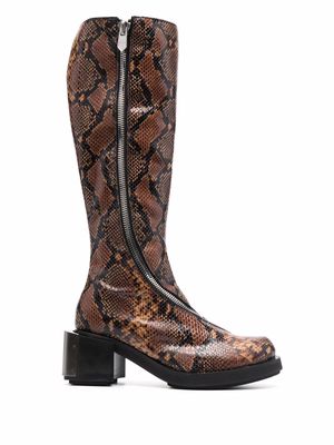 GmbH snakeskin-effect knee-high riding boots - Brown