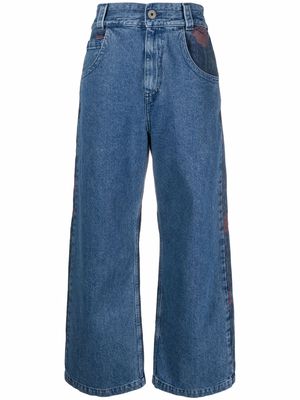 Opening Ceremony rose-embroidered cropped jeans - Blue
