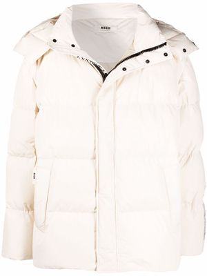 MSGM hooded high collar coat - Neutrals