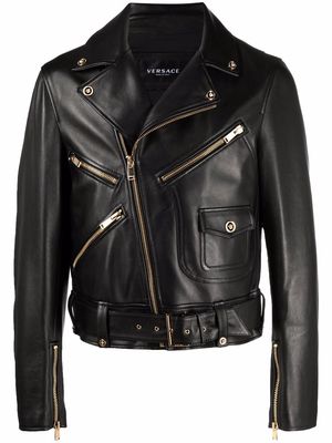 Versace Nappa leather biker jacket - Black