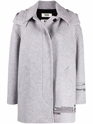 MSGM single-breasted wool coat - Grey