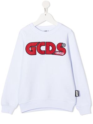 Gcds Kids embroidered logo cotton sweatshirt - White