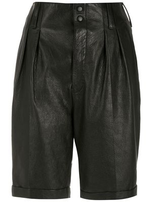 Saint Laurent high-waist leather shorts - Black