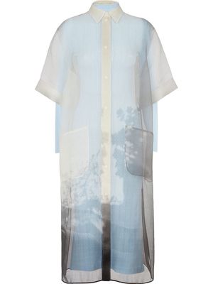 Fendi shadow print short-sleeve shirt dress - White