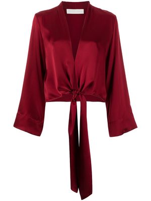 Michelle Mason long sleeved tie-waist blouse - Red