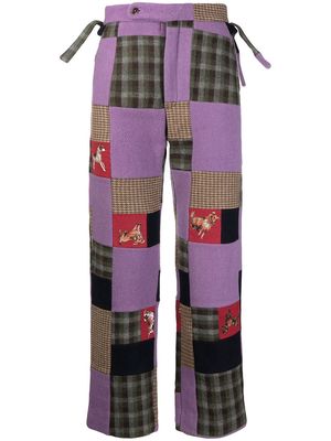 BODE patchwork-detail straight trousers - Purple