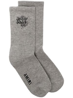 AMIRI cherub-embroidered socks - Grey