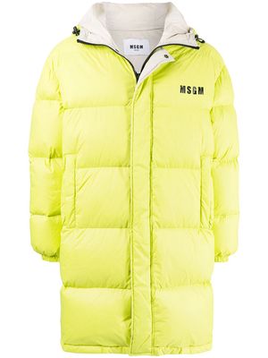 MSGM padded logo coat - Green