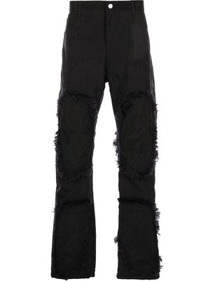 KANGHYUK fringe-detail slim-fit trousers - Black