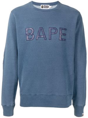 A BATHING APE® logo-patch cotton sweatshirt - Blue
