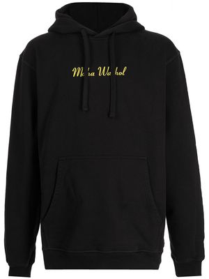 Maharishi slogan-embroidered organic cotton hoodie - Black