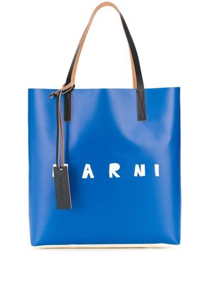 Marni logo-print tote bag - Blue