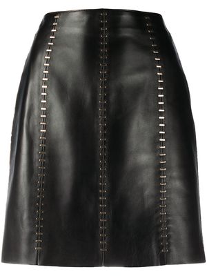 Alexander McQueen stapled leather mini skirt - Black