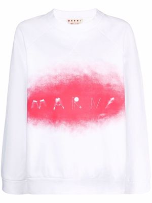 Marni logo-print cotton sweatshirt - White