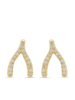 Jennifer Meyer 18kt yellow gold mini diamond wishbone stud earrings