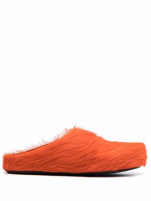 Marni textured calf hair clog slippers - Orange