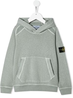Stone Island Junior logo-patch cotton hoodie - Grey