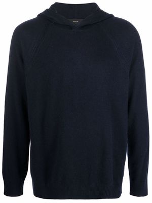 Vince melange-effect knit hoodie - Blue