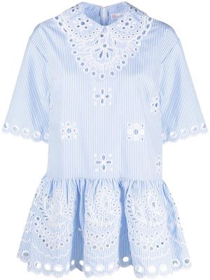 RED Valentino cut-out embroidered blouse - Blue