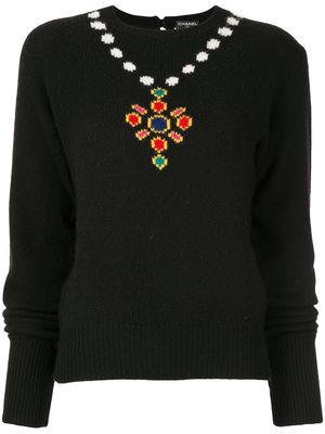 Chanel Pre-Owned 1995 intarsia knit jumper - Black
