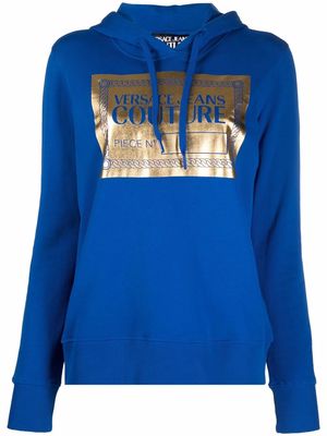 Versace Jeans Couture logo-print cotton hoodie - Blue