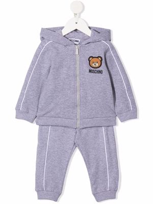 Moschino Kids Teddy-patch hoodie tracksuit set - Grey