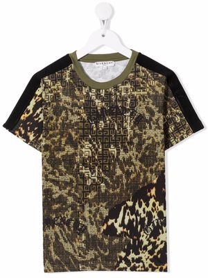 Givenchy Kids 4G-logo camouflage T-shirt - Green