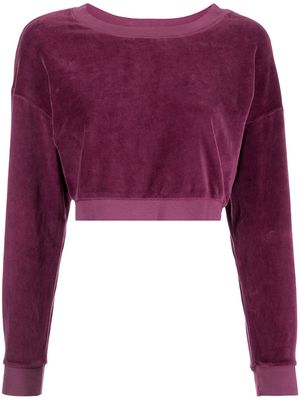 Suzie Kondi velour-effect cropped sweatshirt - Purple