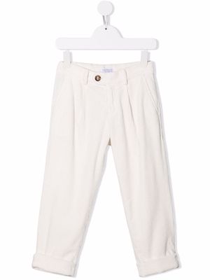 Brunello Cucinelli Kids boys straight-leg cord trousers - White