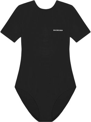 Balenciaga open-back short-sleeve swimsuit - Black