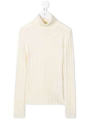 Gucci Kids ribbed roll neck jumper - White