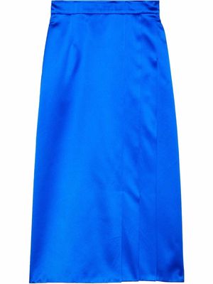 Gucci slit detail silk midi skirt - Blue