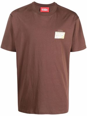 032c patch-detail short-sleeved T-shirt - Brown