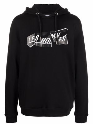 Les Hommes logo-print cotton hoodie - Black