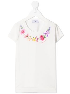 Monnalisa floral-print cotton T-Shirt - White